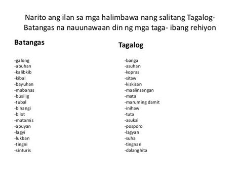 Isa pang halimbawa ang salitang iskiyerda, na nagmula sa Kastilang izquierda na nangangahulugang "kaliwa", ngunit ginagamit ito sa <b>Tagalog</b> na may kahulugang "tumalilis". . Termino kahulugan filipino